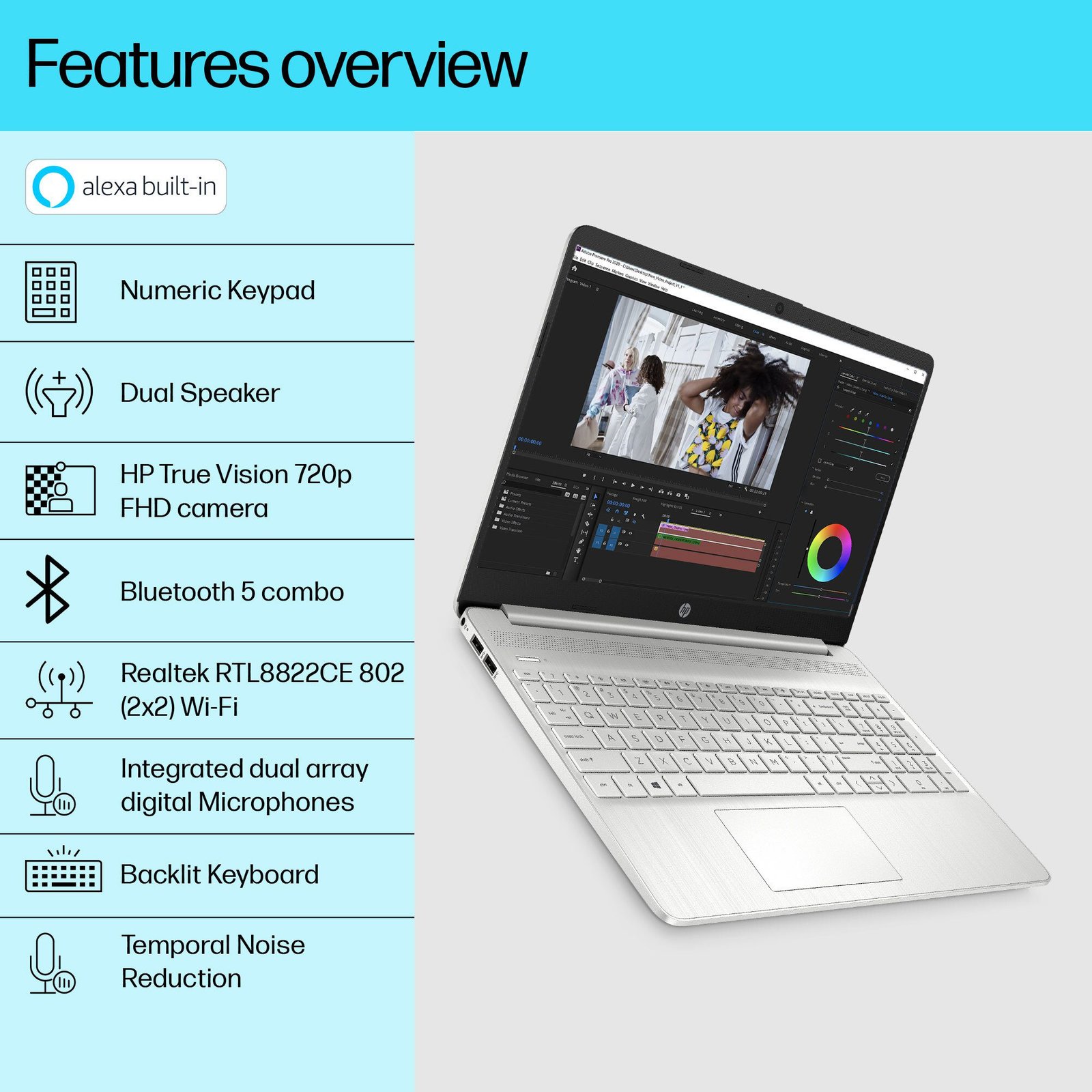 HP 15s Intel Core i3 12th Gen - (8 GB/512 GB SSD/Windows 11 Home) 15s-fq5007TU Thin and Light Laptop (15.6 Inch, Natural Silver, 1.69 kg, With MS Office) - Image 4